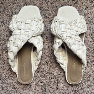 Elegant Cream Braided Sandals